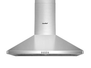 Comfee CVP30W4AST 30 Inch Ductless/Ducted Convertible Pyramid 350 CFM Wall Mount Vent Stainless Steel Kitchen 3 Speed Exhaust Fan