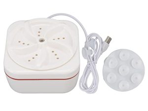 Mini Ultrasonic Washing Machine 5V 18W USB Powered Ultrasonic Foldable Portable TurbineWashing Machine for Dormitory Travel White