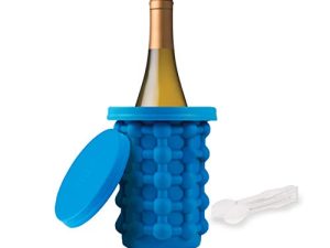 Ice Genie Deluxe The Original Ice Cube Maker| Holds Up to 180 Ice Cubes | Silicon Bucket | Perfect for Indoor/Outdoor Use | Bottled Beverage Cooler | Dishwasher Safe & Bpa-Free | Ice Tongs Included