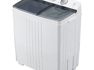 Homguava Portable Washing Machine 20Lbs Capacity Compact Washer and Dryer Combo Twin Tub Laundry Washer(12Lbs) & Spinner(8Lbs) with Built-in Gravity Drain Pump for Apartment