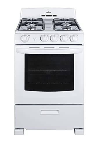 Summit RG244WS 24"" Freestanding Gas Range with 2.9 cu. ft. Oven Capacity Electronic Ignition High Backguard Broiler Drawer Continuous Grates and Safety Brake System for Oven Racks in White Summit RG244WS 24"" Freestanding Gas Range with 2.9 cu. ft. Oven Capacity Electronic Ignition High Backguard Broiler Drawer Continuous Grates and Safety Brake System for Oven Racks in White