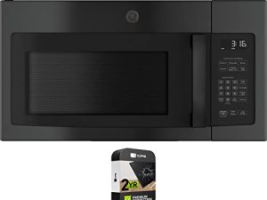 GE JNM3163DJBB 1.6 Cu. Ft. Over-the-Range Microwave Oven with Recirculating Venting Black Bundle with Premium 2 YR CPS Enhanced Protection Pack