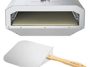 Mimiuo Portable Stove Top Pizza Oven Kit with 13" Pizza Stone and Foldable Pizza Peel - Stainless Steel Gas Grill Pizza Oven for Indoor Gas Range and Outdoor Camping Stove