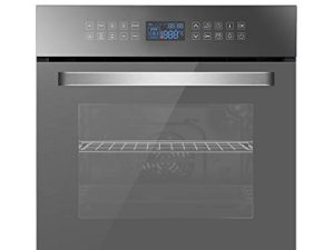 Empava 24 Inch Electric Single Wall Oven 10 Cooking Functions Deluxe 360° ROTISSERIE with Sensitive Touch Control in Silver Mirror Glass