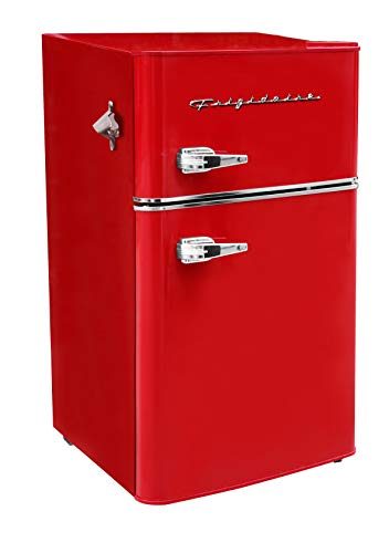 Frigidaire EFR840-RED 3.2 Cu Ft Red 2 Door Retro Bar Fridge with Side Bottle Opener Frigidaire EFR840-RED 3.2 Cu Ft Red 2 Door Retro Bar Fridge with Side Bottle Opener