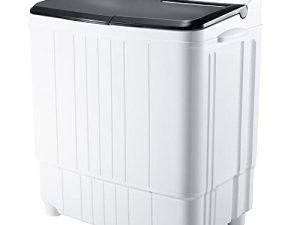 Portable Washing Machine 15Lbs Capacity Washer and Dryer Combo 2 In 1 Mini Compact Twin Tub Washing Machine Laundry Washer(9Lbs) & Spinner(6Lbs) with Built-in Gravity Drain Pump