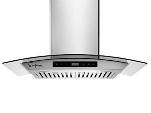 Empava 30" Wall Mount Range Hood Ducted Exhaust Kitchen Vent-Tempered Glass-Soft Touch Controls-3 Speed Fan-Permanent Filter LEDs Light in Stainless Steel