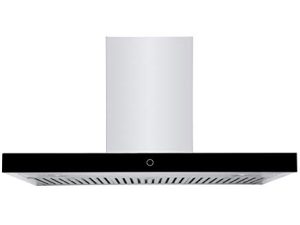 Hauslane | Chef Series Range Hood: 30" WM-739 Wall Mount Kitchen Fan | Contemporary Stainless Steel T Style Hood with Black Glass Panel | 3 Speed Touch Control Wall Mount | Vented or Ductless