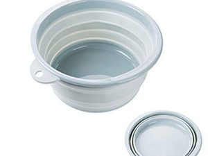 Jkhome Collapsible Wash Basin Folding Dishpan Dish Bowl Washing Tub Set of 1 (Light Blue - Large)