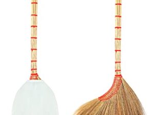 Generic Handmade Grass Thai Broom Extra Thick Bristle Brush Head Traditional Asian Whisk Sweeper Broomcorn Plus 100 Percent Cotton Dust Cover