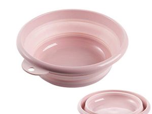 Jkhome Collapsible Wash Basin Folding Dishpan Dish Bowl Washing Tub Set of 1 (Pink - Size Small)