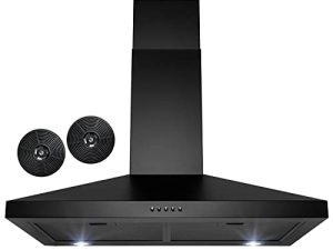 AKDY 30 in. Convertible Kitchen Wall Mount Range Hood with Carbon Filters in Black Painted Stainless Steel
