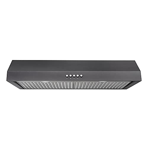 30 in. W 7 in. 370 CFM Under the Cabinet Range Hood with LED Bulbs in Black Stainless Steel 30 in. W 7 in. 370 CFM Under the Cabinet Range Hood with LED Bulbs in Black Stainless Steel
