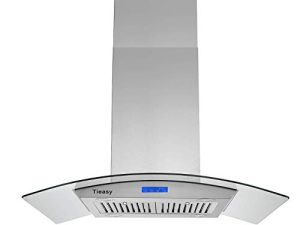 Island Range Hood 36 inch 700 CFM Ceiling Mount Kitchen Stove Hood Ducted with Tempered Glass 4 LED Lights Touch Control 3 Speed Fan Permanent Filters Tieasy