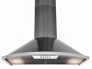 AKDY 30 in. 343 CFM Convertible Wall Mount Range Hood Push Button and LED Lights in Black Stainless Steel