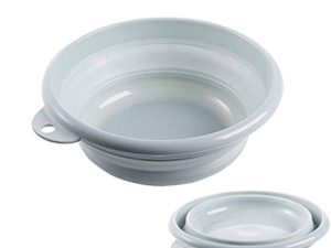 Jkhome Collapsible Wash Basin Folding Dishpan Dish Bowl Washing Tub Set of 1 (Light Blue - Size Small)