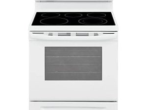 Frigidaire FCRE3052AW 30" Freestanding Electric Range with 5.3 cu. ft. Capacity Quick Boil Store-More Storage Drawer and SpaceWise Expandable Elements in White
