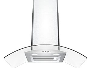 SOONYE 30 Inch Wall Mounted Curved Glass Range Hood with 450 CFM
