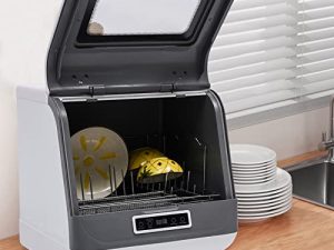 Compact Dishwasher 1200W Mini Portable Countertop Dishwasher 3/4 Washing Program Deep Cleaning for Small Apartments