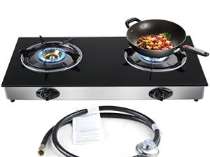 forimo Propane Gas Cooktop 2 Burners Gas Stove portable gas stove Tempered Glass Double Burners Stove Auto Ignition Camping Double Burner LPG for RV