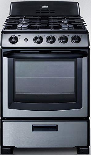 Summit PRO247SS 24"" Freestanding Gas Range with 4 Sealed Burners 2.9 cu. ft. Oven Capacity LP Convertible Continuous Grates in Stainless Steel Summit PRO247SS 24"" Freestanding Gas Range with 4 Sealed Burners 2.9 cu. ft. Oven Capacity LP Convertible Continuous Grates in Stainless Steel