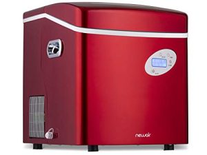 NewAir Portable Ice Maker 50 lb. Daily | Red | 3 Size Bullet Shaped Ice | First Batch Under 10 Minutes | Self Cleaning Quiet Operation Countertop Ice Machine | AI-215R