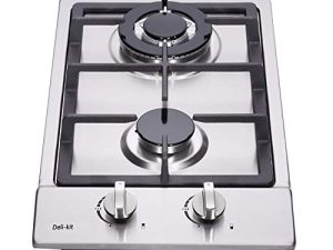 Deli-kit® 12 Inch Gas Cooktop Dual Fuel Sealed 2 Burners Stainless Steel Drop-In Gas Hob DK223-B01 Gas Cooker
