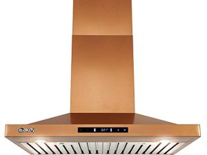 AKDY 30 in. 343 CFM Convertible Wall Mount Copper Stainless Steel Kitchen Range Hood with Touch Panel
