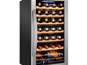 Schmécké 28 Bottle Compressor Wine Cooler Refrigerator w/Lock - Large Freestanding Wine Cellar For Red