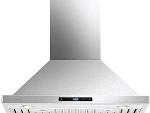 CAVALIERE Range Hood 30" Inch Wall Mounted | Brushed Stainless Steel Finish | 860 CFM | 6 Speed Control Touch Panel | Stainless Steel Baffle Filters | LED Lighting