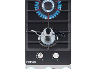 12 Inches Gas Stove High Gas Cooktop Gas Hob Stove Top 2 Burners Gas Range Double Burner Gas Stoves Kitchen Slope Edge Tempered Glass LPG/NG Dual Fuel Electric Stove Top Thermocouple Protection