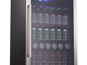 Joy Pebble Beverage Cooler and Refrigerator 126 Can Mini Fridge with Glass Door for Soda Beer or Wine Small Drink Cooler for Home Office or Bar
