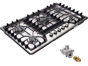 34" Gas Cooktop Dual Fuel 5 Sealed Burners Gas Cooktop Stainless Steel Drop-In Gas Stovetop Gas Burner DM528-SA06 Gas Hob Gas Cooker