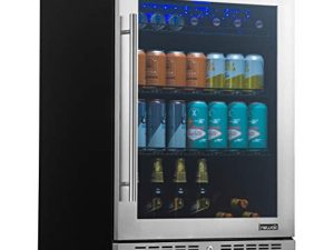 NewAir Large Beverage Refrigerator Cooler with 224 Can Capacity - Mini Bar Beer Fridge with LED Lights - Adjustable/Removable Shelves And Bottom Key Lock - Cools to 37F - Stainless Steel