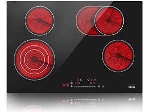 Electric Cooktop Ceramic Stove 4 Burners 30 inch Built-in Countertop Burners Cooker Satin Glass in Black Touch Sensor Control