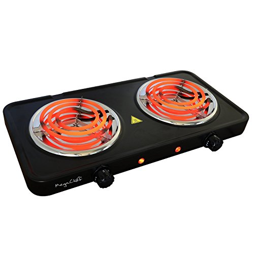 Megachef Electric Easily Portable Ultra Lightweight Dual Coil Burner Cooktop Buffet Range in Matte Black (MC-2012A-B) Megachef Electric Easily Portable Ultra Lightweight Dual Coil Burner Cooktop Buffet Range in Matte Black (MC-2012A-B)