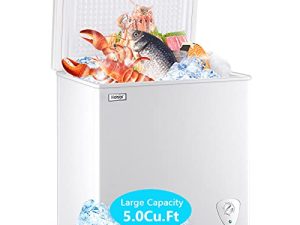 Chest Freezer Deep Freezer for Garage 5.0 Cu.Ft Compact Freezer Only Adjustable 7 Thermostat and Removable Basket Energy Saving for Garage Basement Dorm Apartment Kitchen Business