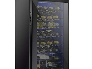 SCHMECKE 28 Bottle Compressor Wine Cooler Refrigerator w/Lock - Large Freestanding Wine Cellar - 41f-64f Digital Temperature Control Wine Fridge For Red