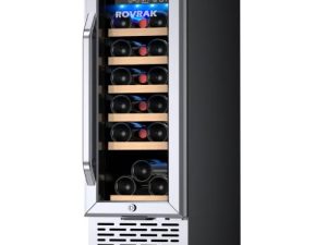 ROVRAk 12 Inch Wine Cooler Refrigerator 18 Bottle Low Noise Stainless Steel Compressor Frost Free Wine Fridge with Digital Temperature Control 41℉-72℉