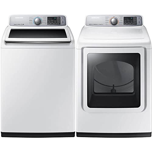 SAMSUNG WA50M7450WPR White Top Loading Washer/Steam Dryer Pair SAMSUNG WA50M7450WPR White Top Loading Washer/Steam Dryer Pair