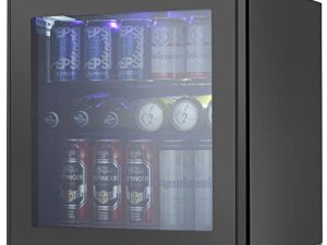 COWSAR Beverage Refrigerator Mini Fridge 60 Can Beer Fridge 1.6 Cu.Ft Wine Cooler Refrigerator Reversible Door Mini Wine Fridge with Glass Door for Bedroom Office