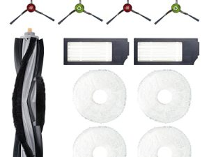 11 Pcs Accessories Kit for Ecovacs Deebot X1 Omni / Ecovacs Deebot X1 Turbo Vacuum Cleaner Replacement Parts Including 1 Main Brush 2 HEPA Filters 4 Sidebrushes 4 Mop Pads