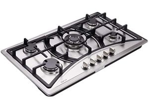 Deli-kit 34 Inch Gas Cooktop Dual Fuel Sealed 5 Burners Stainless Steel Drop-In Gas Cooktop Gas Hob DK258-A07 Gas Cooker