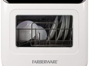 Farberware FCDMGDWH Complete Portable Countertop Dishwasher with LED Light 2 Place Settings