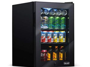 NewAir Beverage Refrigerator Cooler with 90 Can Capacity - Mini Bar Beer Fridge with Right Hinge Glass Door - Cools to 34F - AB-850B - Black