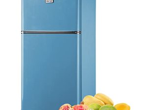 WANAI Compact Refrigerator 3.2 Cu.Ft Retro Dual Door Mini Fridge with Freezer Adjustable Remove Glass Shelves Small Refrigerator Suitable for Dorm Garage and Office