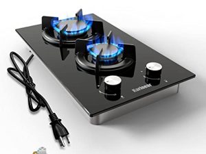 Karinear Tempered Glass 12'' Gas Cooktop 2 Burners