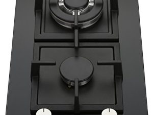 K&H 2 Burner 12 Inch Built-in LPG/Propane Gas Stove Top Glass Surface Cast Iron Cooktop 2-GCW-LPG