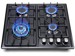 Gas Cooktop 22Inch,Built in Gas Cooktop 4 Burners Stainless Steel Stove with NG/LPG Conversion Kit Thermocouple Protection and Easy to Clean