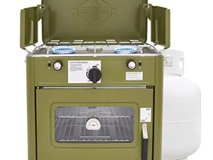 Hike Crew Outdoor Gas Camping Oven w/Carry Bag | 2-in-1 Portable Propane-Powered Stovetop & Oven w/ 2-Burner Cooktop Range